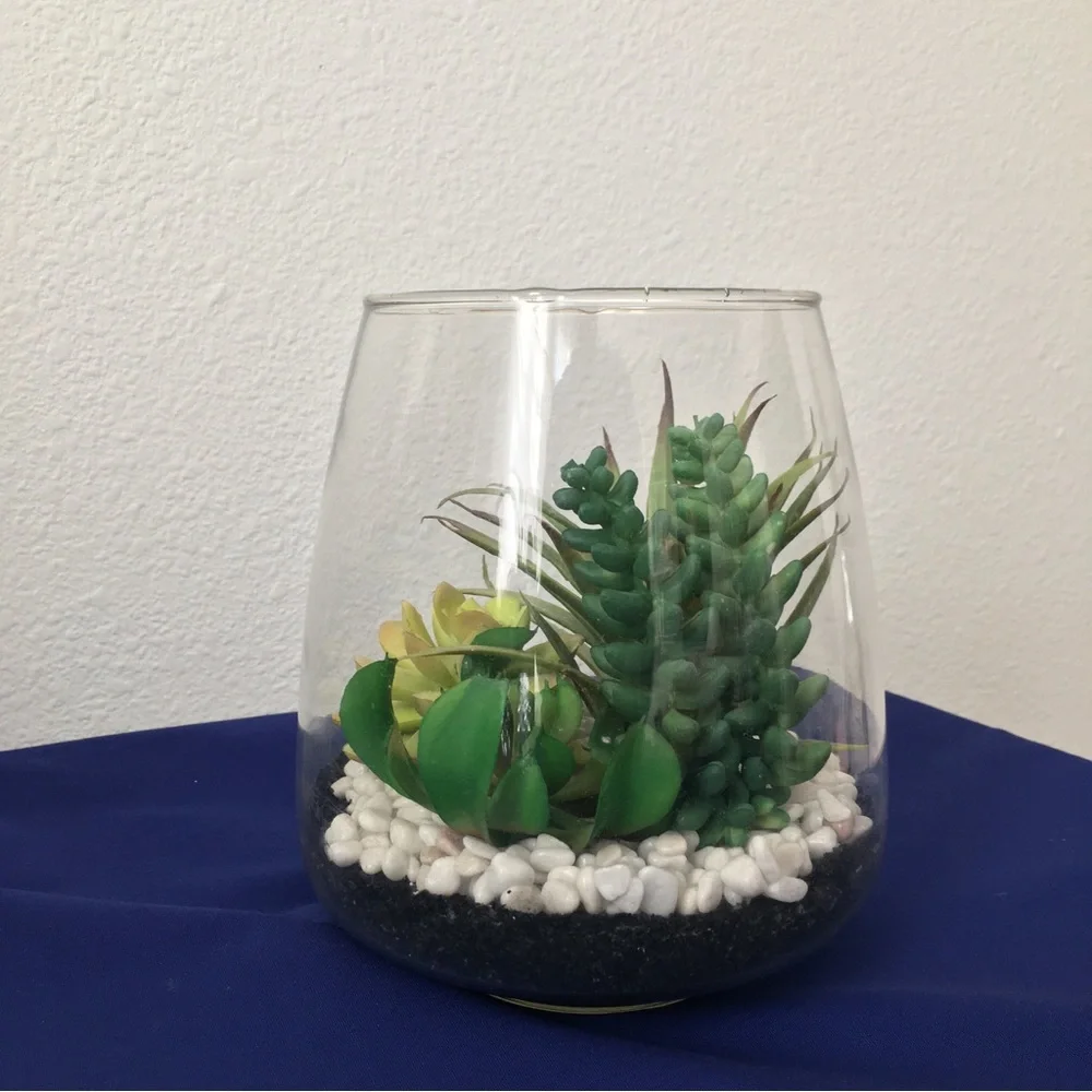 Glass Vase Tabletop Succulent Arrangement